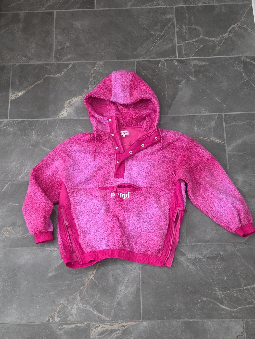 Poppi Fuchsia Plush Hooded Teddy Jacket Unisex Size small